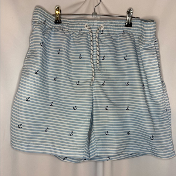 Nautical Striped Men's Swim Shorts - Picture 1 of 3